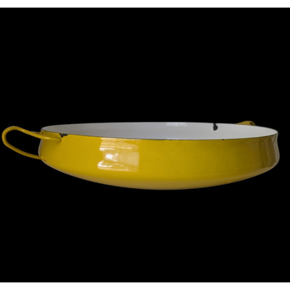 Vtg Dansk Designs Kobenstyle Yellow Enamel Steel Paella Round Pan 13" 1960s - Picture 15 of 16